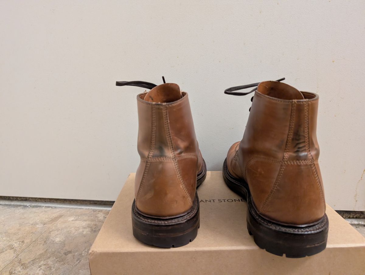 Photo by tyen10 on April 4, 2026 of the Grant Stone Brass Boot in Horween Honey Glazed Shell Cordovan.