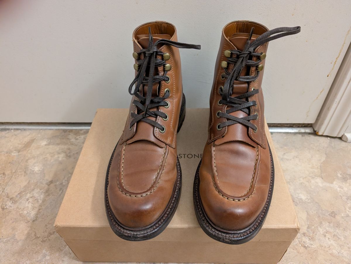 Photo by tyen10 on April 4, 2026 of the Grant Stone Brass Boot in Horween Honey Glazed Shell Cordovan.