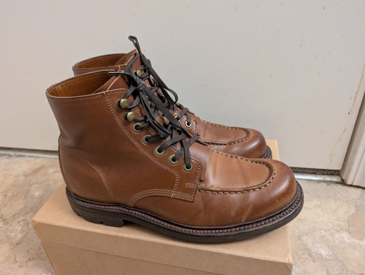 Photo by tyen10 on April 4, 2026 of the Grant Stone Brass Boot in Horween Honey Glazed Shell Cordovan.
