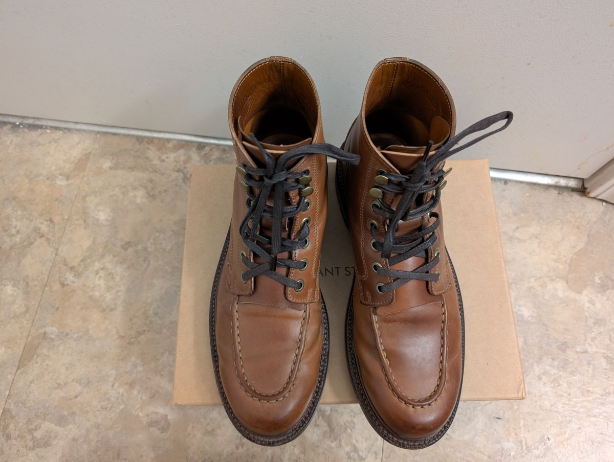 Photo by tyen10 on April 4, 2026 of the Grant Stone Brass Boot in Horween Honey Glazed Shell Cordovan.