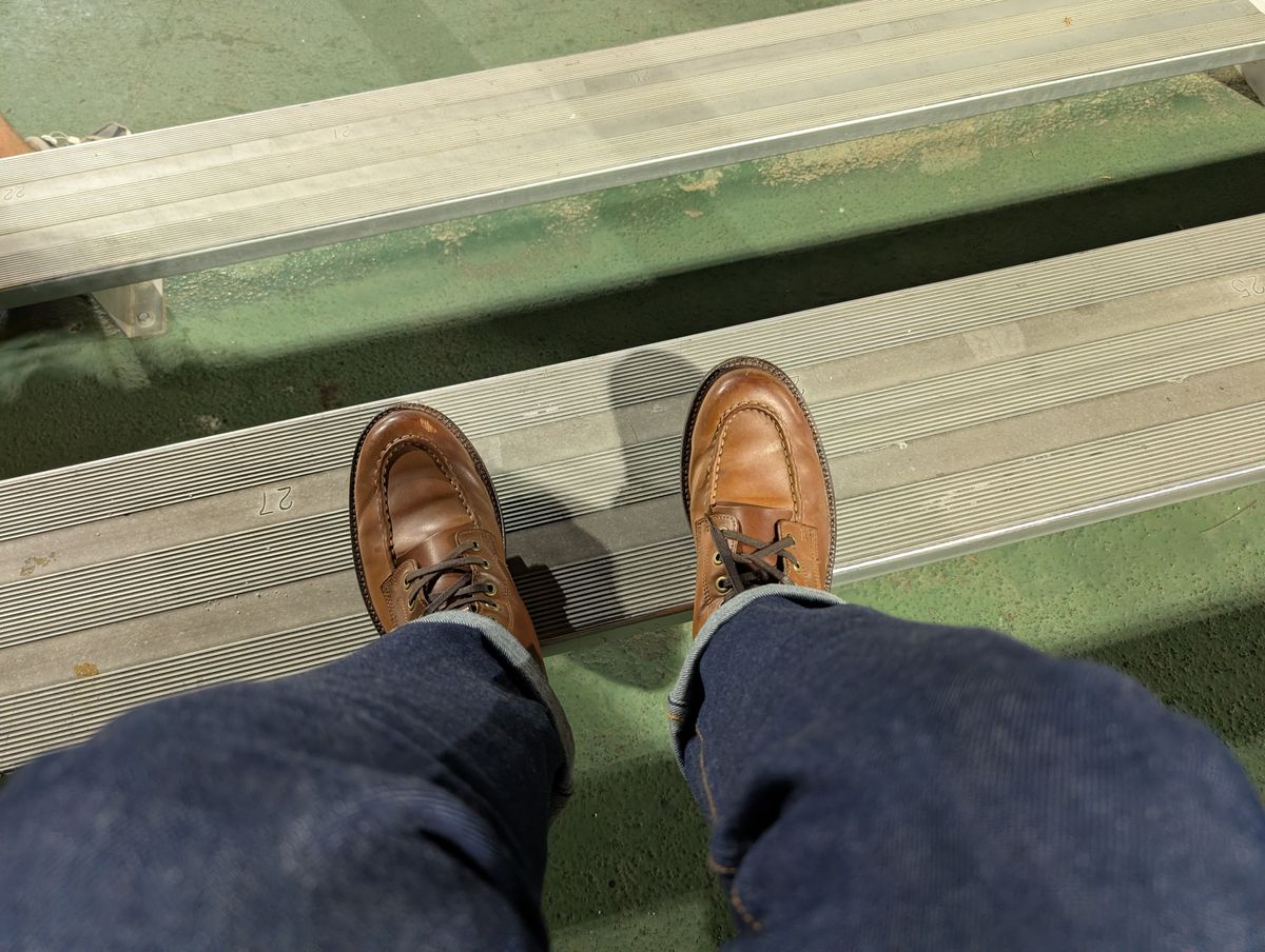 Photo by tyen10 on April 23, 2026 of the Grant Stone Brass Boot in Horween Honey Glazed Shell Cordovan.