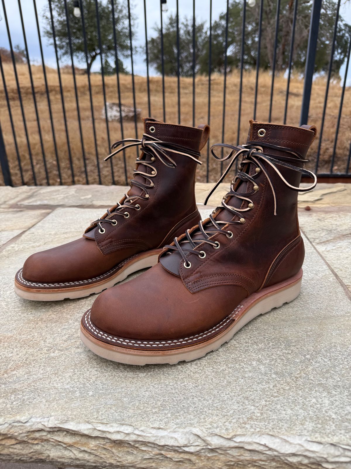 Photo by Shipwrx on October 1, 2025 of the Nicks Traveler in Horween Orange Predator.