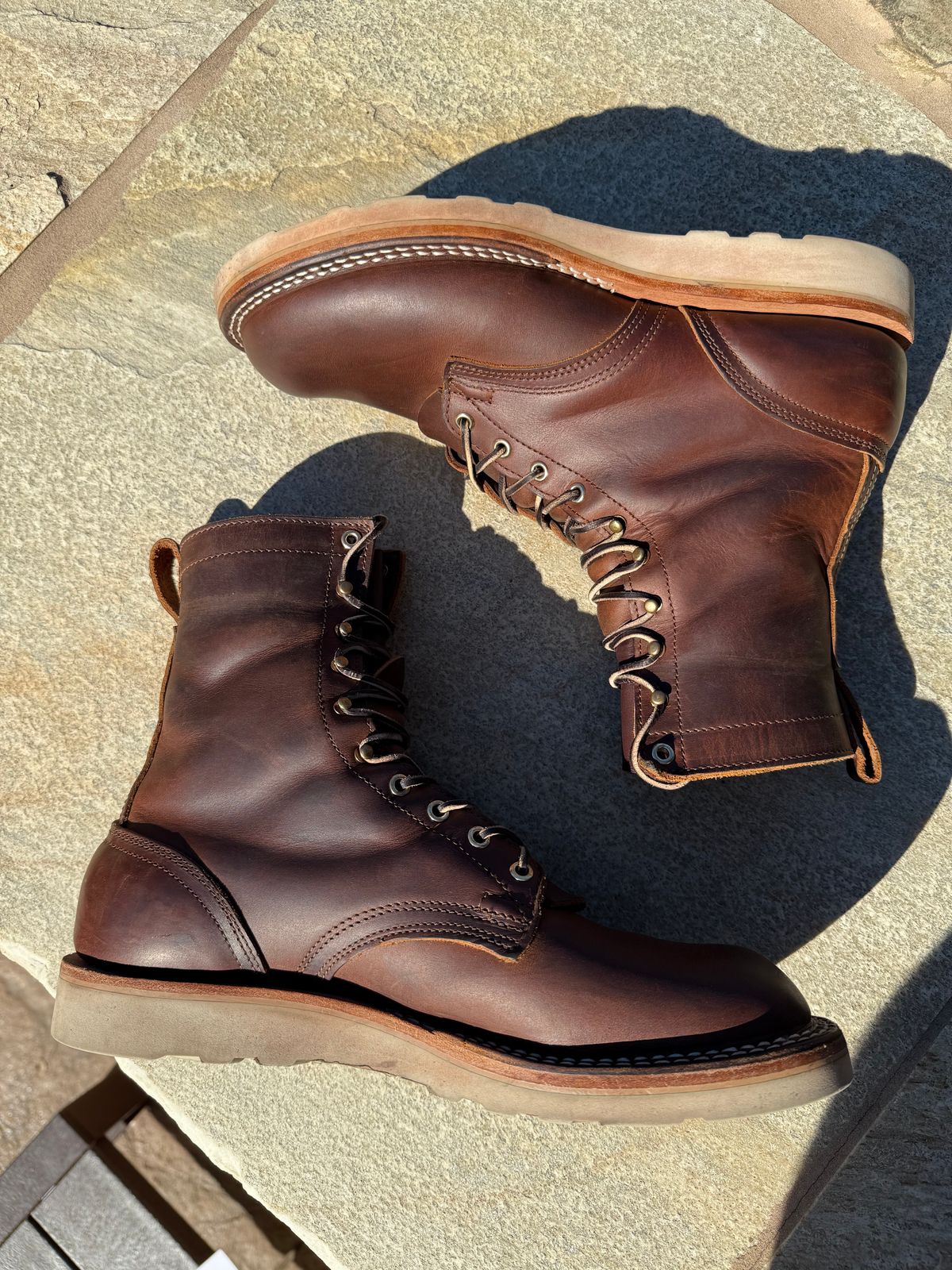 Photo by Shipwrx on November 2, 2025 of the Nicks Traveler in Horween Orange Predator.