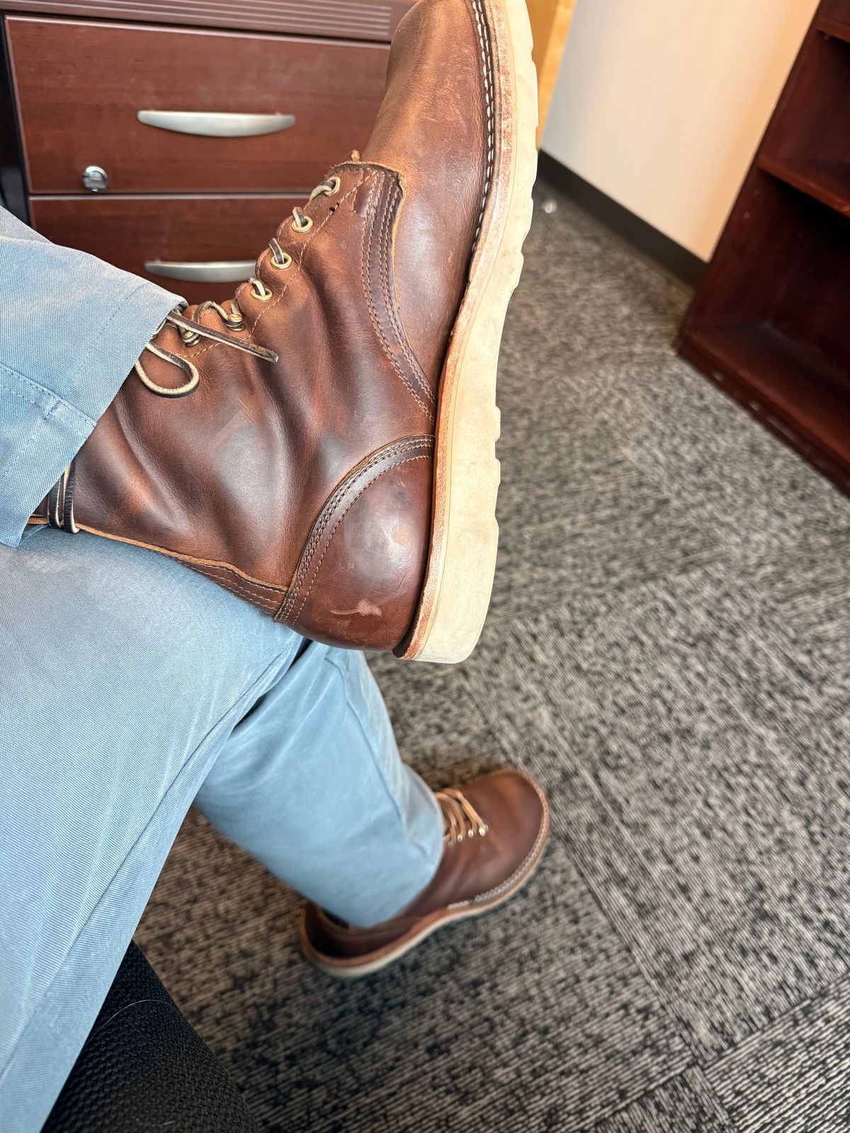 Photo by Shipwrx on November 20, 2025 of the Nicks Traveler in Horween Orange Predator.