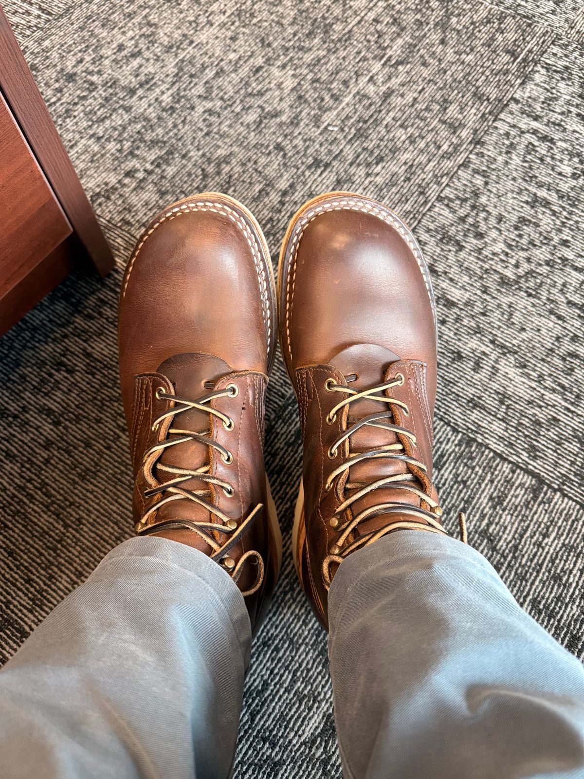 Photo by Shipwrx on November 20, 2025 of the Nicks Traveler in Horween Orange Predator.