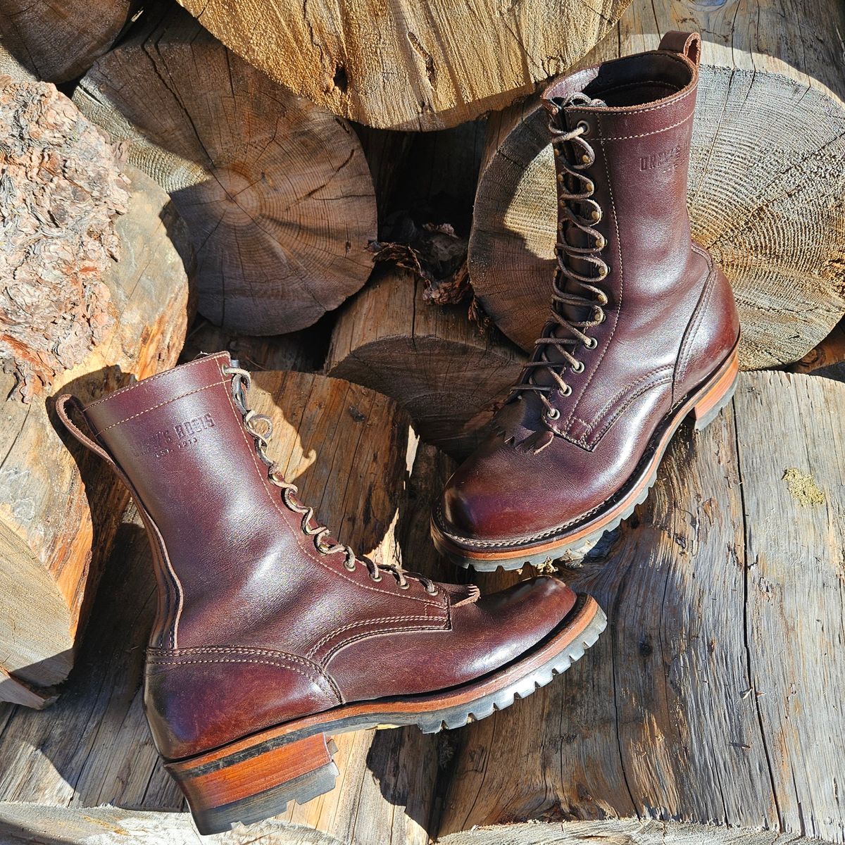 Photo by shipwreckwillie on January 27, 2025 of the Drew's Boots 10-inch Logger in Brown Smooth.