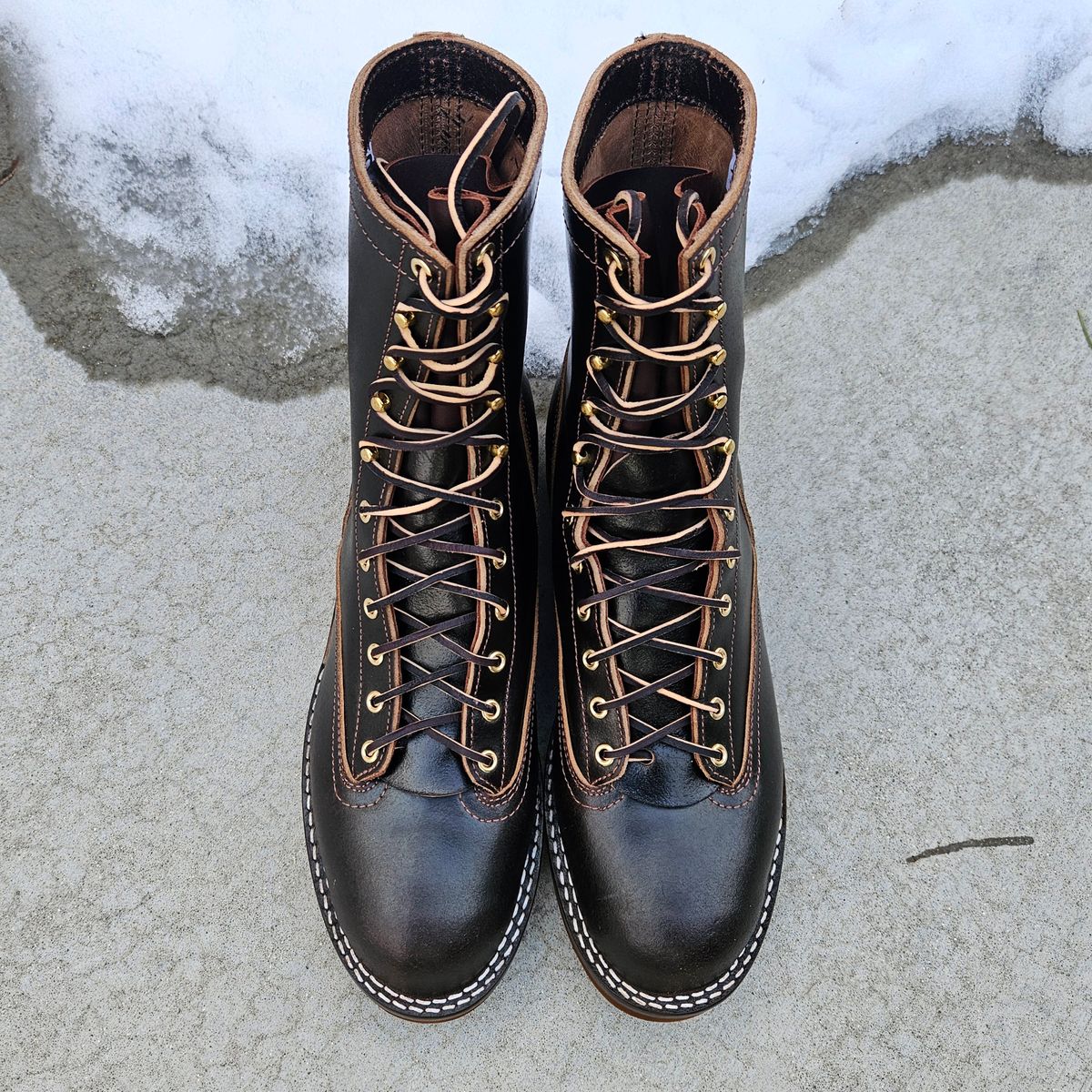 Photo by shipwreckwillie on February 15, 2025 of the Nicks Lace To Toe in Horween Brown Waxed Flesh.