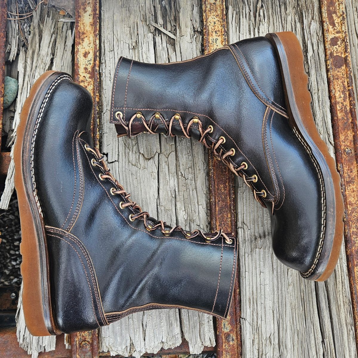 Photo by shipwreckwillie on April 7, 2025 of the Nicks Lace To Toe in Horween Brown Waxed Flesh.