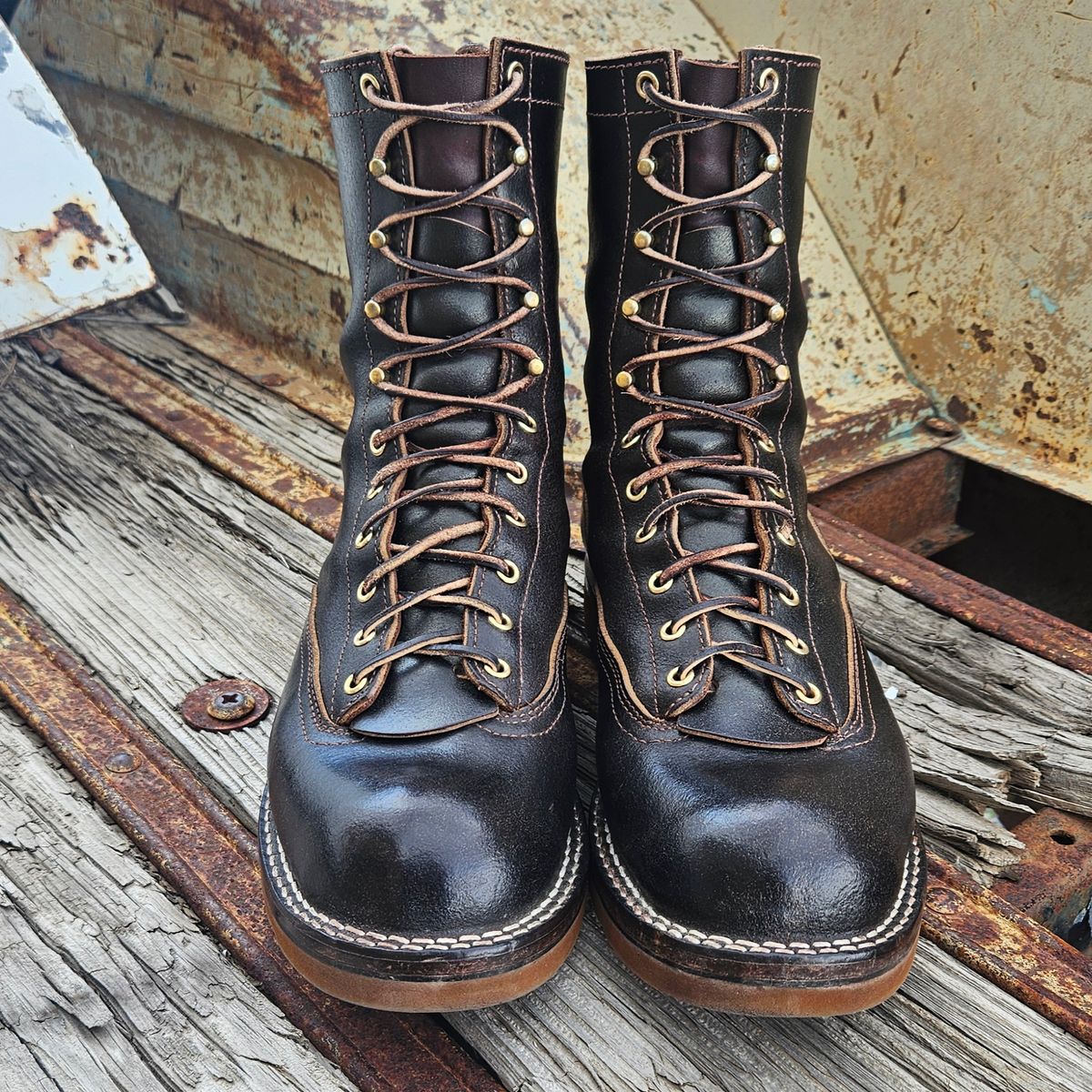 Photo by shipwreckwillie on April 7, 2025 of the Nicks Lace To Toe in Horween Brown Waxed Flesh.