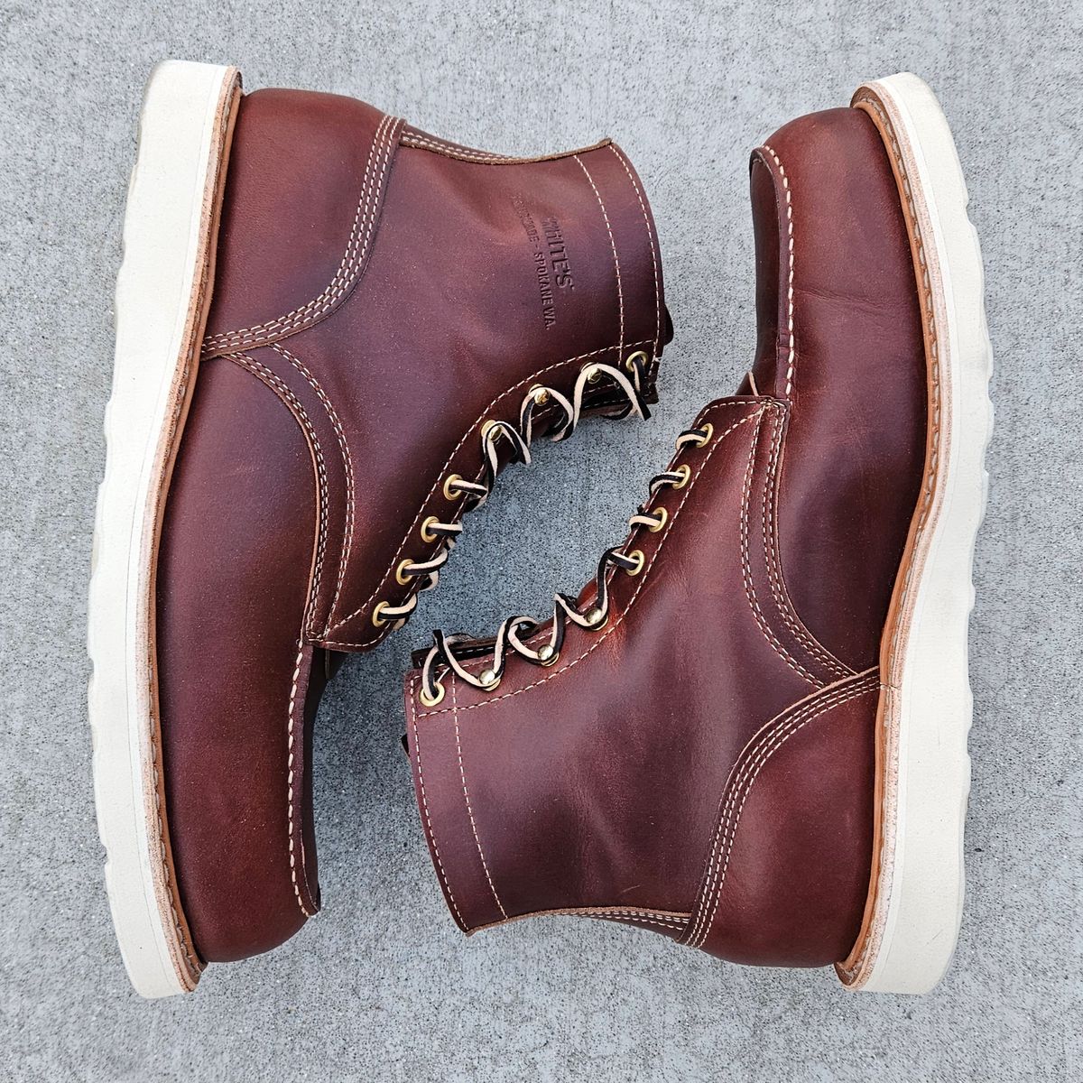 Photo by shipwreckwillie on March 20, 2025 of the White's Perry 6" Select in Seidel British Tan Double Shot.
