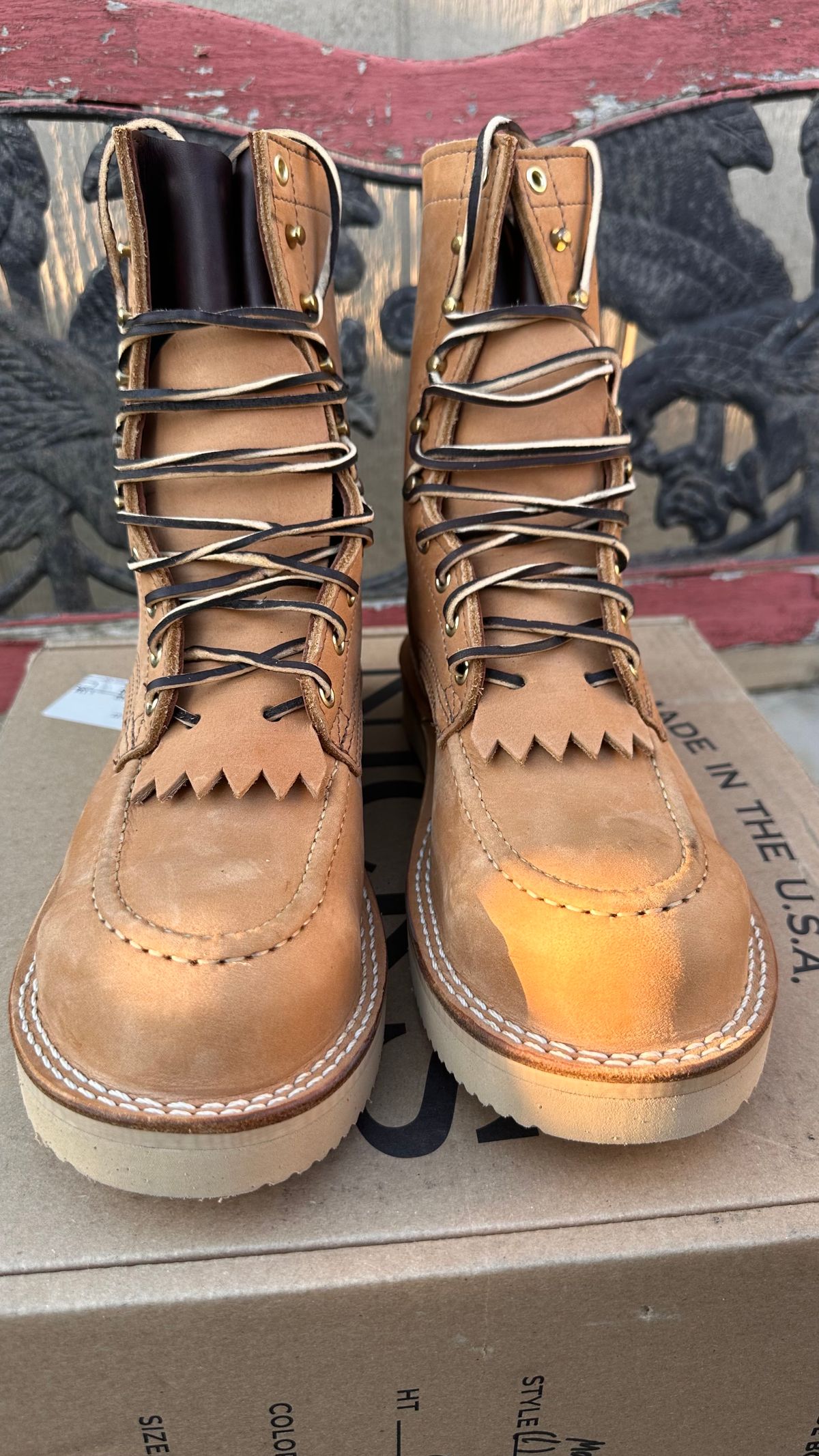 Photo by KuKuSparky on October 1, 2024 of the Nicks Moc Toe Pro in Seidel 1964 Tan.