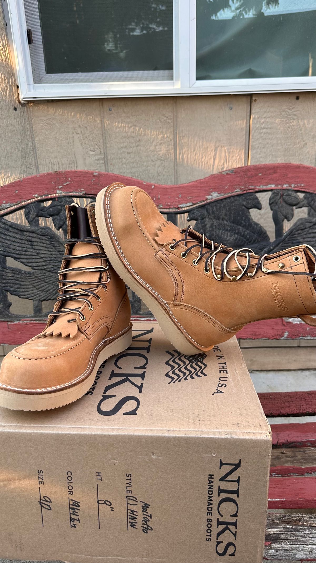 Photo by KuKuSparky on October 1, 2024 of the Nicks Moc Toe Pro in Seidel 1964 Tan.