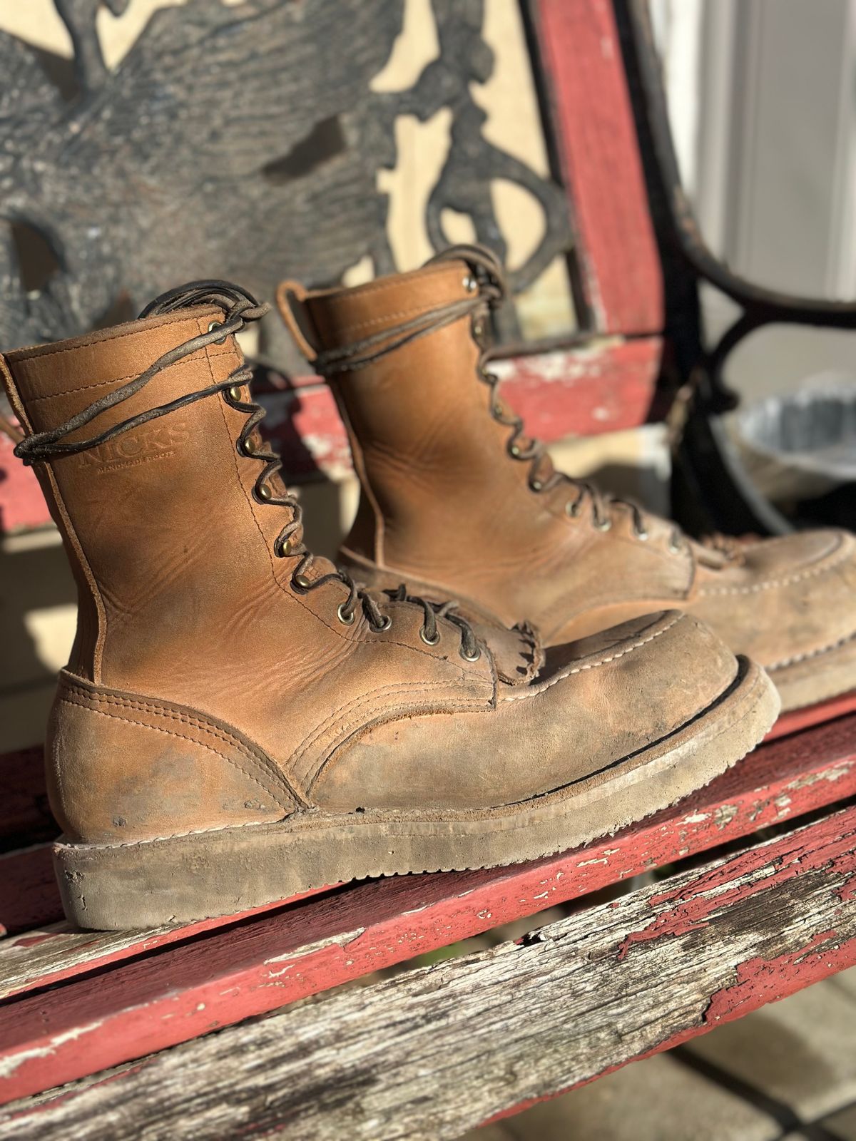 Photo by KuKuSparky on January 5, 2025 of the Nicks Moc Toe Pro in Seidel 1964 Tan.
