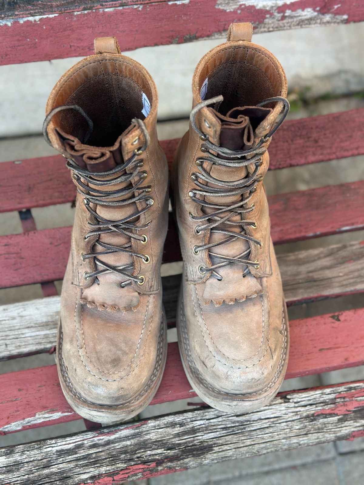 Photo by KuKuSparky on February 6, 2025 of the Nicks Moc Toe Pro in Seidel 1964 Tan.