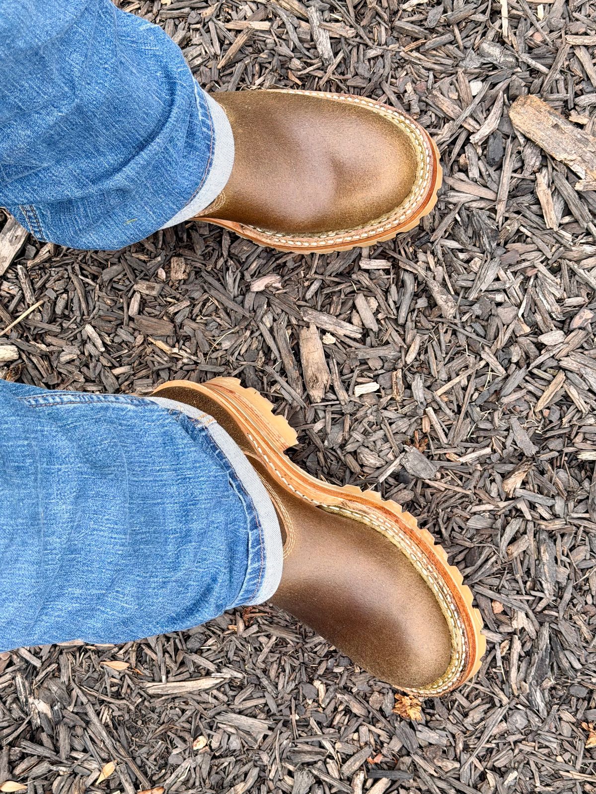 Photo by BigDawg308 on September 26, 2025 of the White's Nomad Engineer Boots in Horween Dark Olive Waxed Flesh.