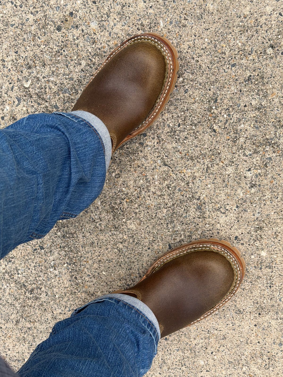 Photo by BigDawg308 on September 26, 2025 of the White's Nomad Engineer Boots in Horween Dark Olive Waxed Flesh.
