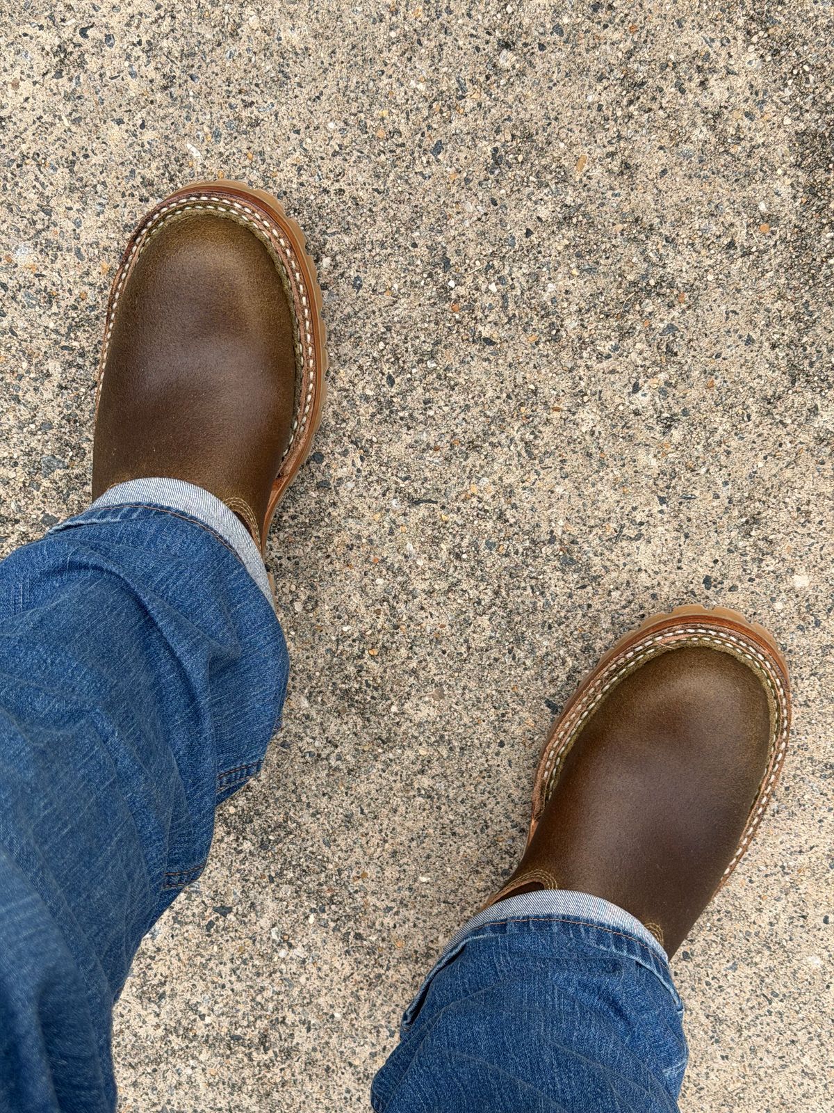 Photo by BigDawg308 on September 26, 2025 of the White's Nomad Engineer Boots in Horween Dark Olive Waxed Flesh.
