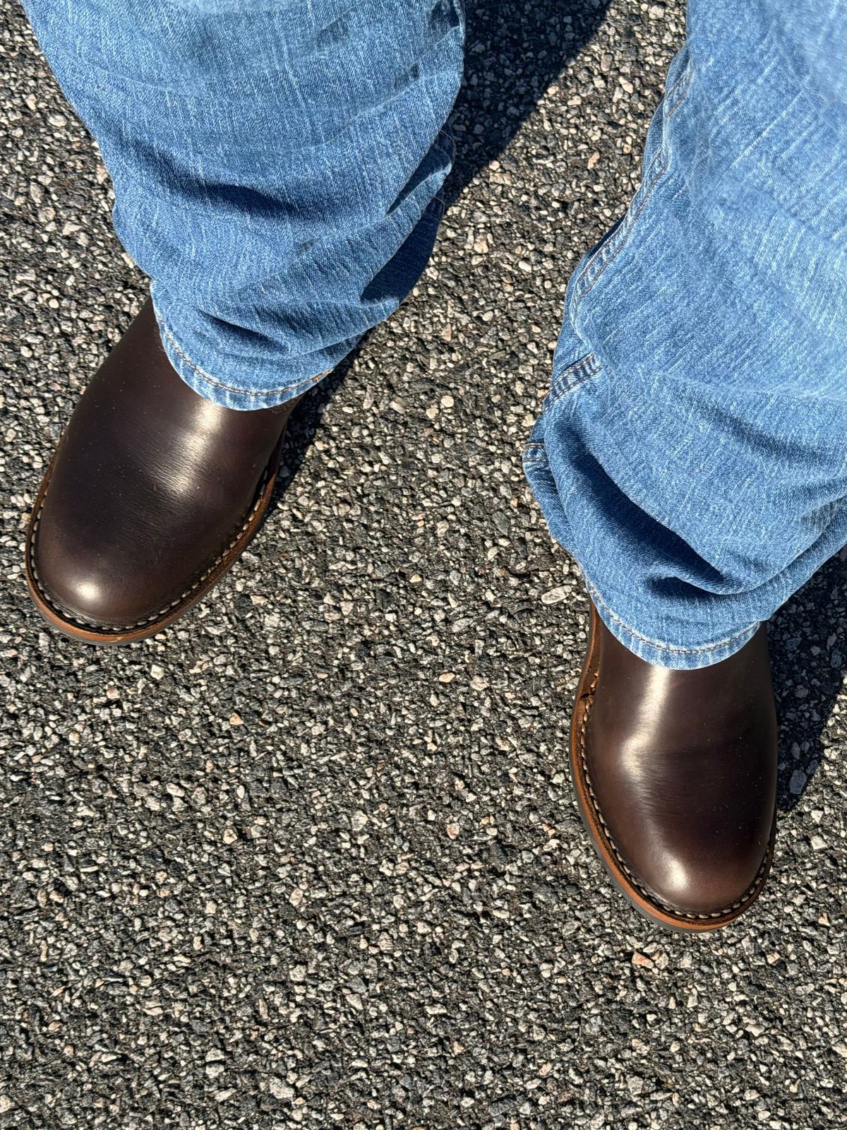 Photo by BigDawg308 on October 23, 2025 of the White's x Harley Davidson Stockman Pull On in Horween Overdyed Brown Chromexcel.