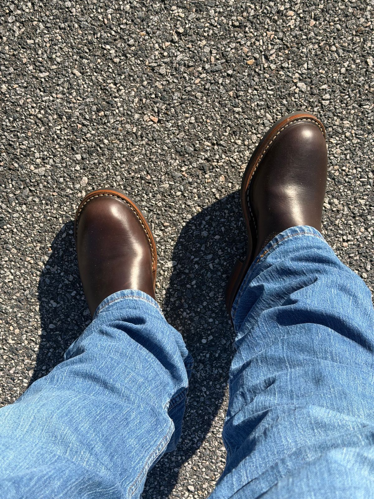 Photo by BigDawg308 on October 23, 2025 of the White's x Harley Davidson Stockman Pull On in Horween Overdyed Brown Chromexcel.