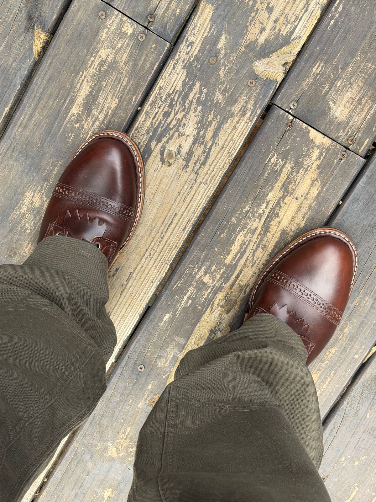 Photo by BigDawg308 on December 21, 2025 of the White's MP-Sherman Toe Cap in Horween Brown Chromexcel Horsehide.