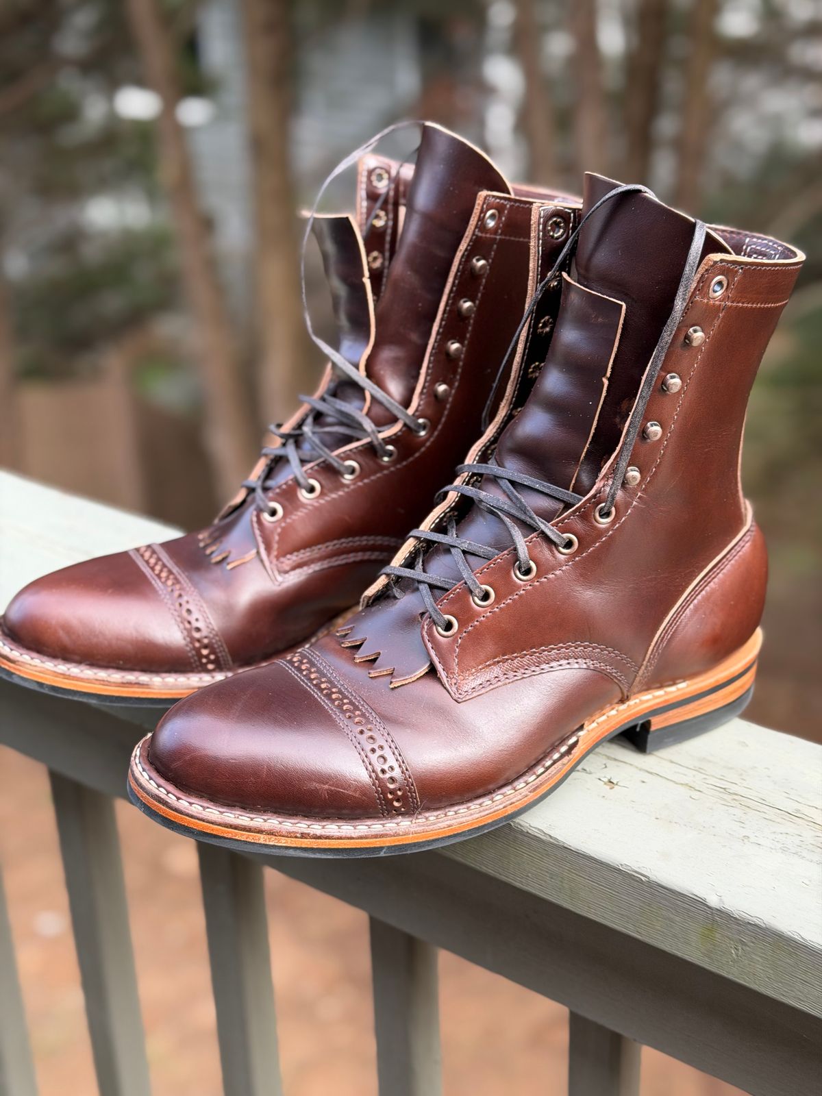 Photo by BigDawg308 on December 21, 2025 of the White's MP-Sherman Toe Cap in Horween Brown Chromexcel Horsehide.