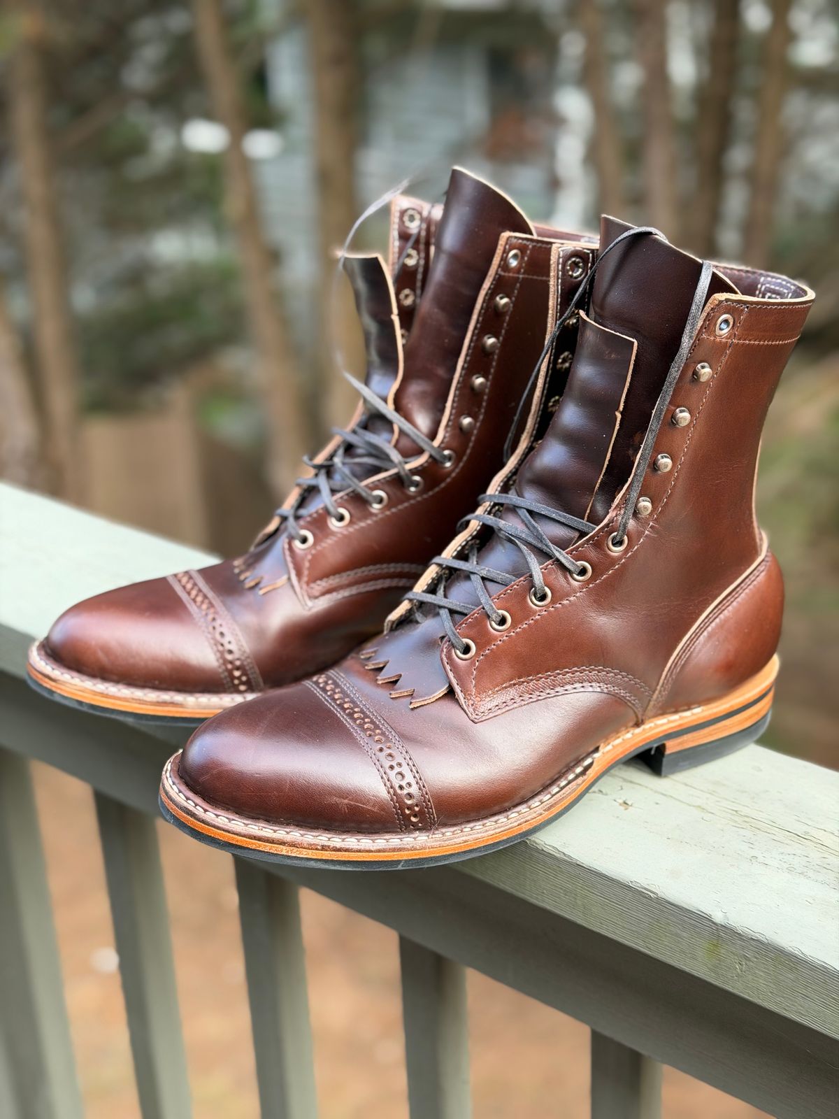 Photo by BigDawg308 on December 21, 2025 of the White's MP-Sherman Toe Cap in Horween Brown Chromexcel Horsehide.