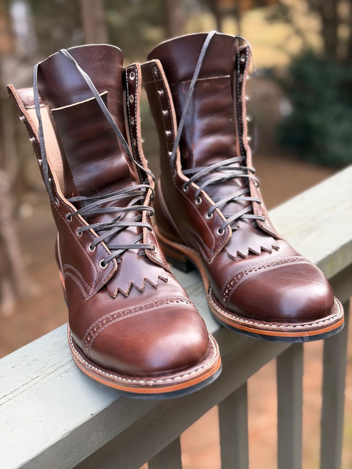 Photo by BigDawg308 on December 21, 2025 of the White's MP-Sherman Toe Cap in Horween Brown Chromexcel Horsehide.