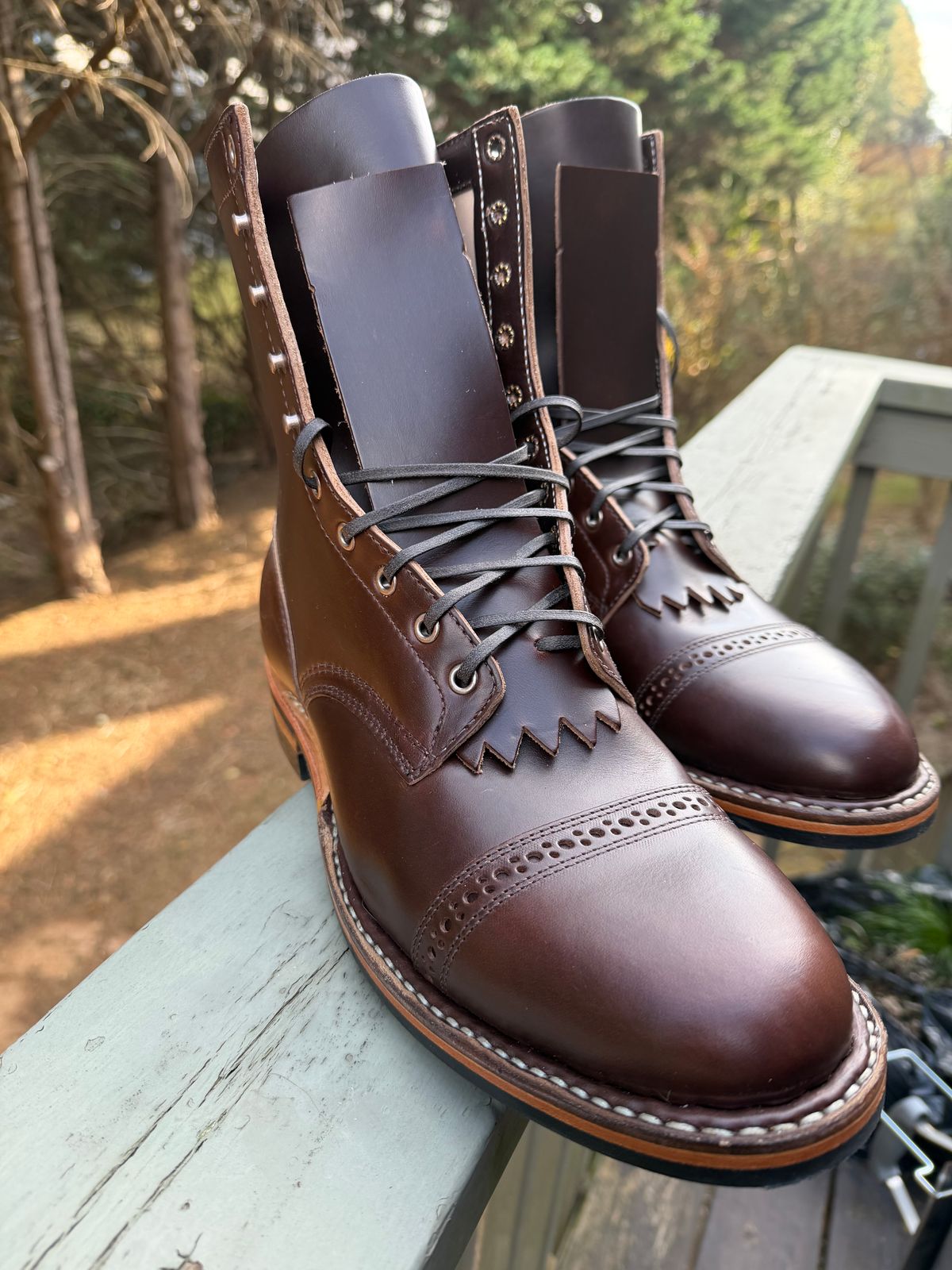 Photo by BigDawg308 on November 15, 2025 of the White's MP-Sherman Toe Cap in Horween Brown Chromexcel Horsehide.