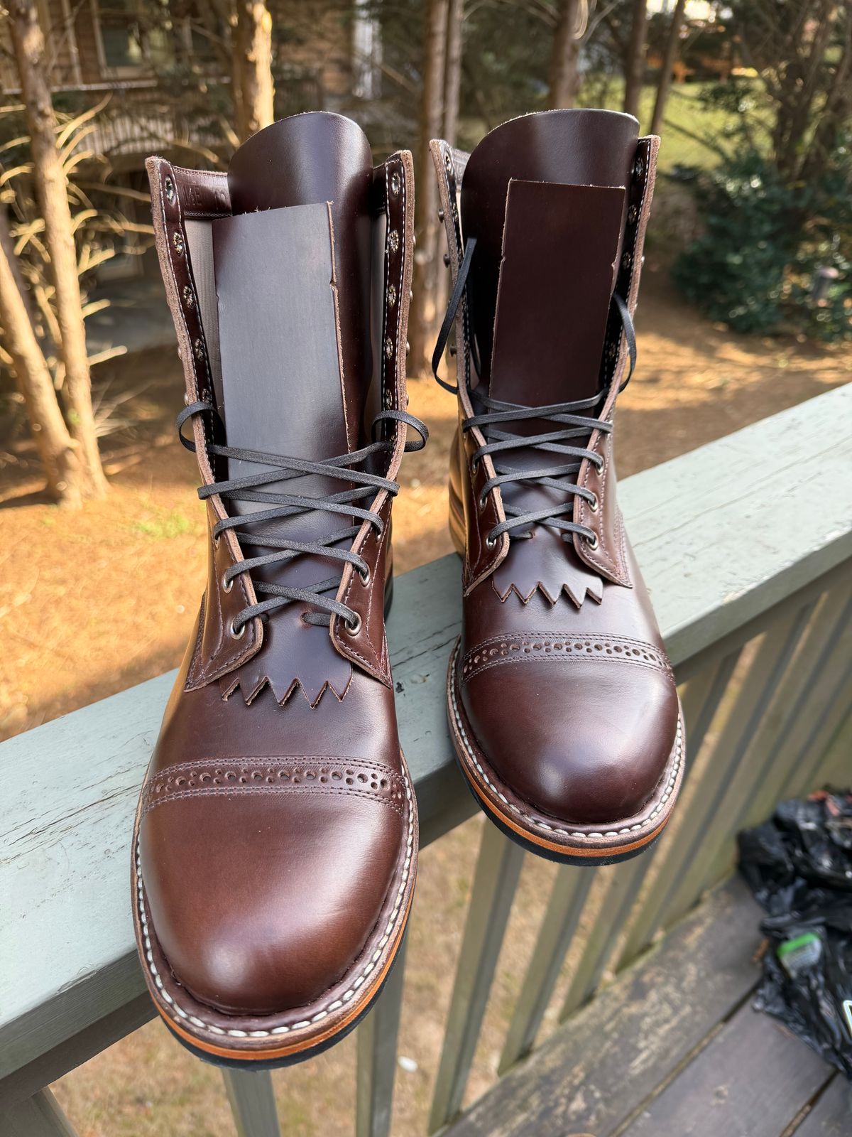 Photo by BigDawg308 on November 15, 2025 of the White's MP-Sherman Toe Cap in Horween Brown Chromexcel Horsehide.