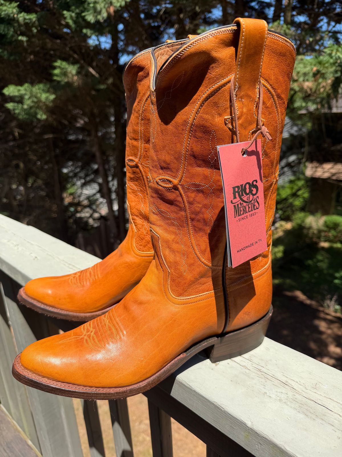 Photo by BigDawg308 on May 15, 2026 of the Rios of Mercedes Coronado Leather No. 20 - J Boot in Horween Aspen Tan Horsehide.