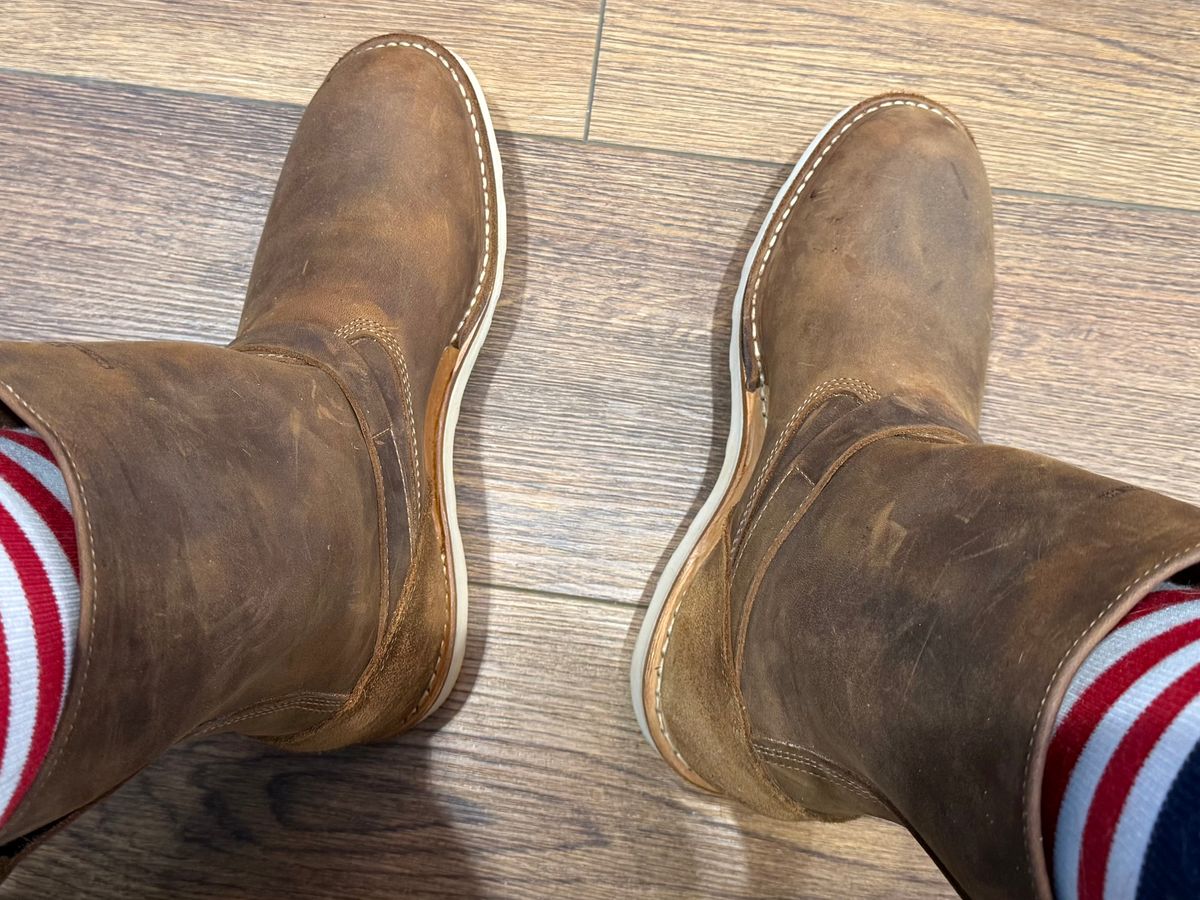 Photo by BigDawg308 on September 5, 2025 of the White's Cykel 4014 in Seidel Distressed Smooth & Seidel Distressed Roughout.