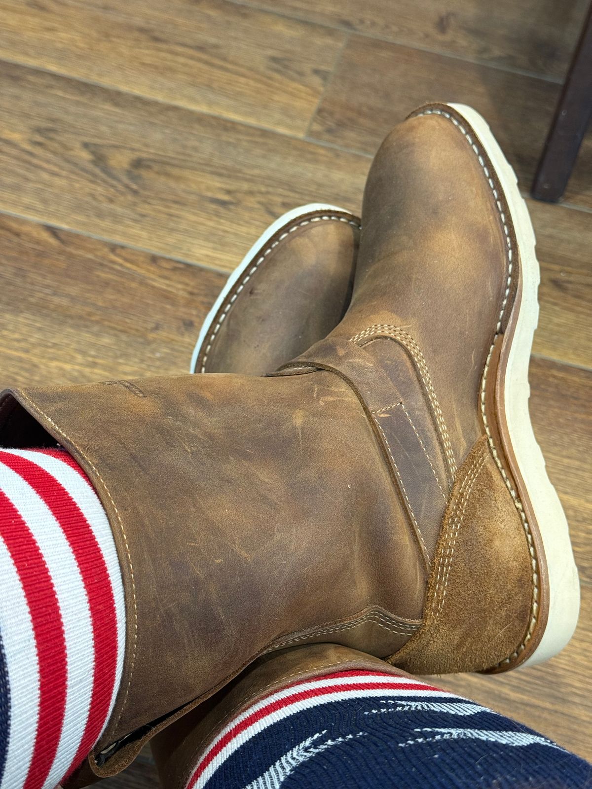 Photo by BigDawg308 on September 5, 2025 of the White's Cykel 4014 in Seidel Distressed Smooth & Seidel Distressed Roughout.