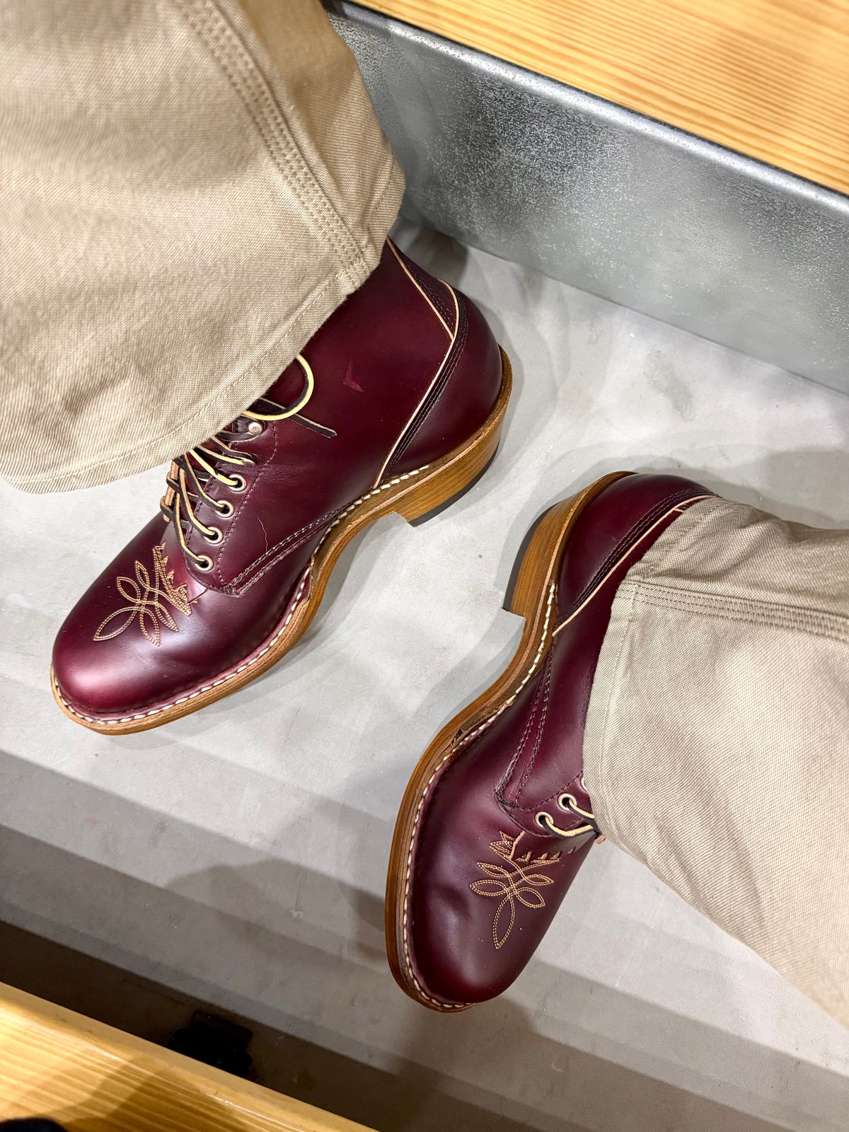 Photo by BigDawg308 on December 15, 2025 of the White's Packer in Horween Burgundy Chromexcel Horsehide.