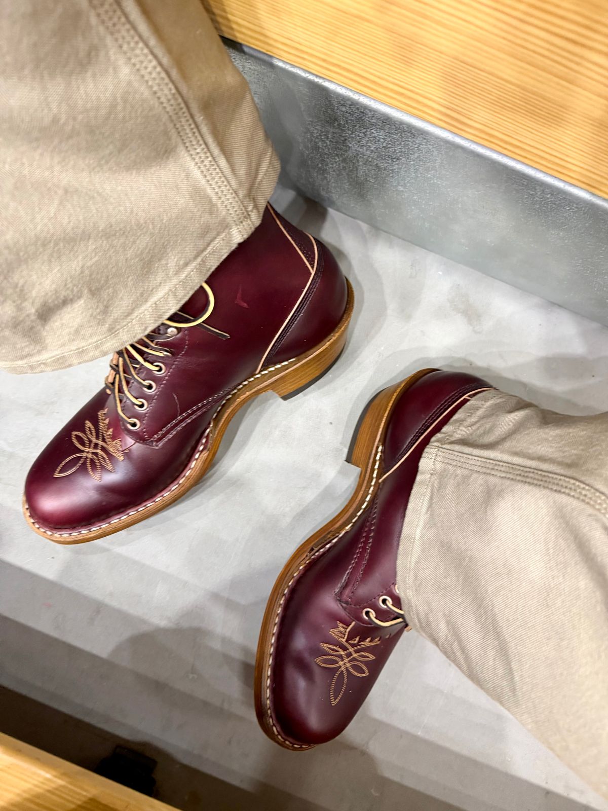 Photo by BigDawg308 on December 15, 2025 of the White's Packer in Horween Burgundy Chromexcel Horsehide.