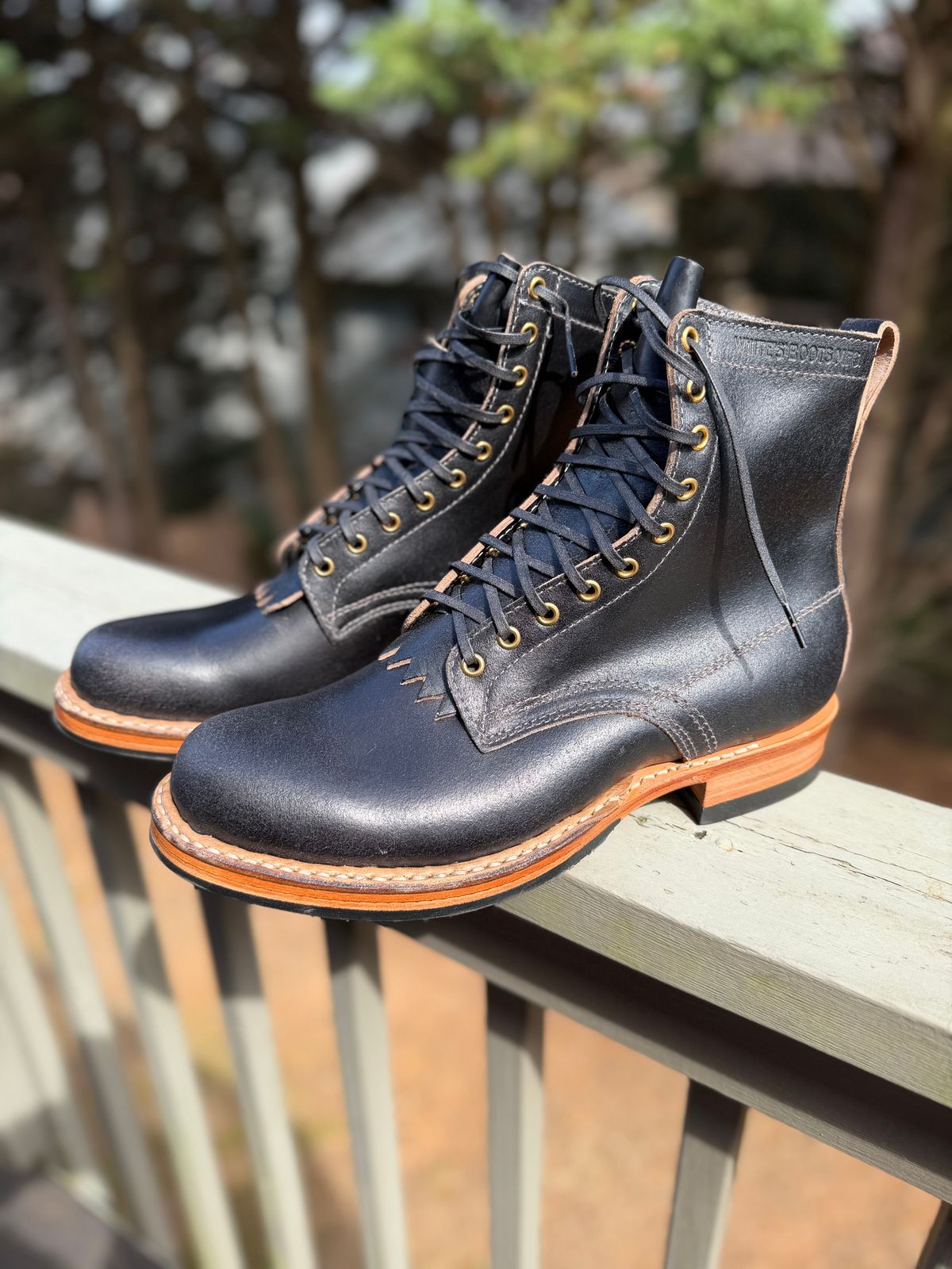 Photo by BigDawg308 on March 11, 2026 of the White's x Division Road Semi-Dress 375 in Horween Black Waxed Flesh.