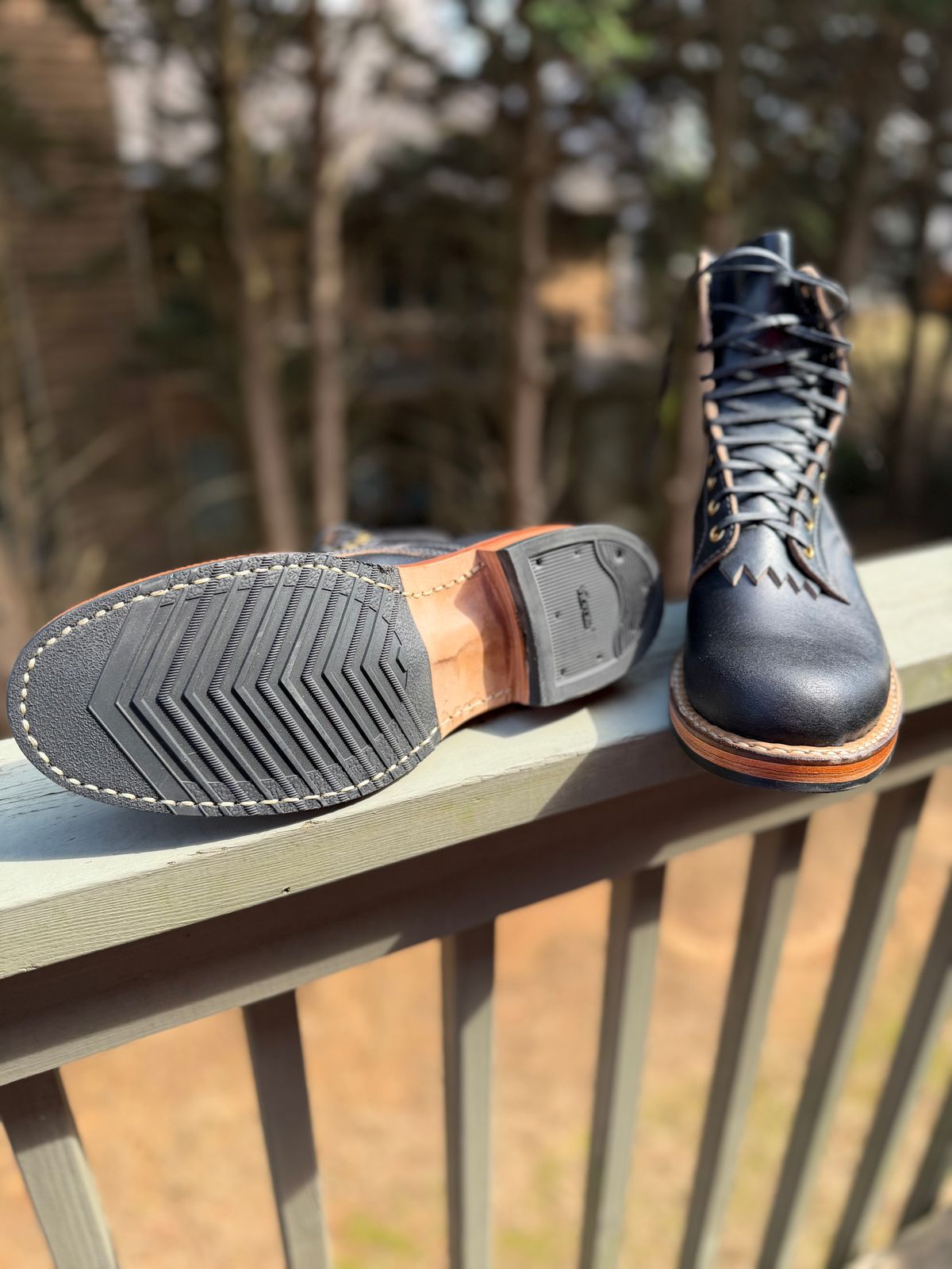 Photo by BigDawg308 on March 11, 2026 of the White's x Division Road Semi-Dress 375 in Horween Black Waxed Flesh.