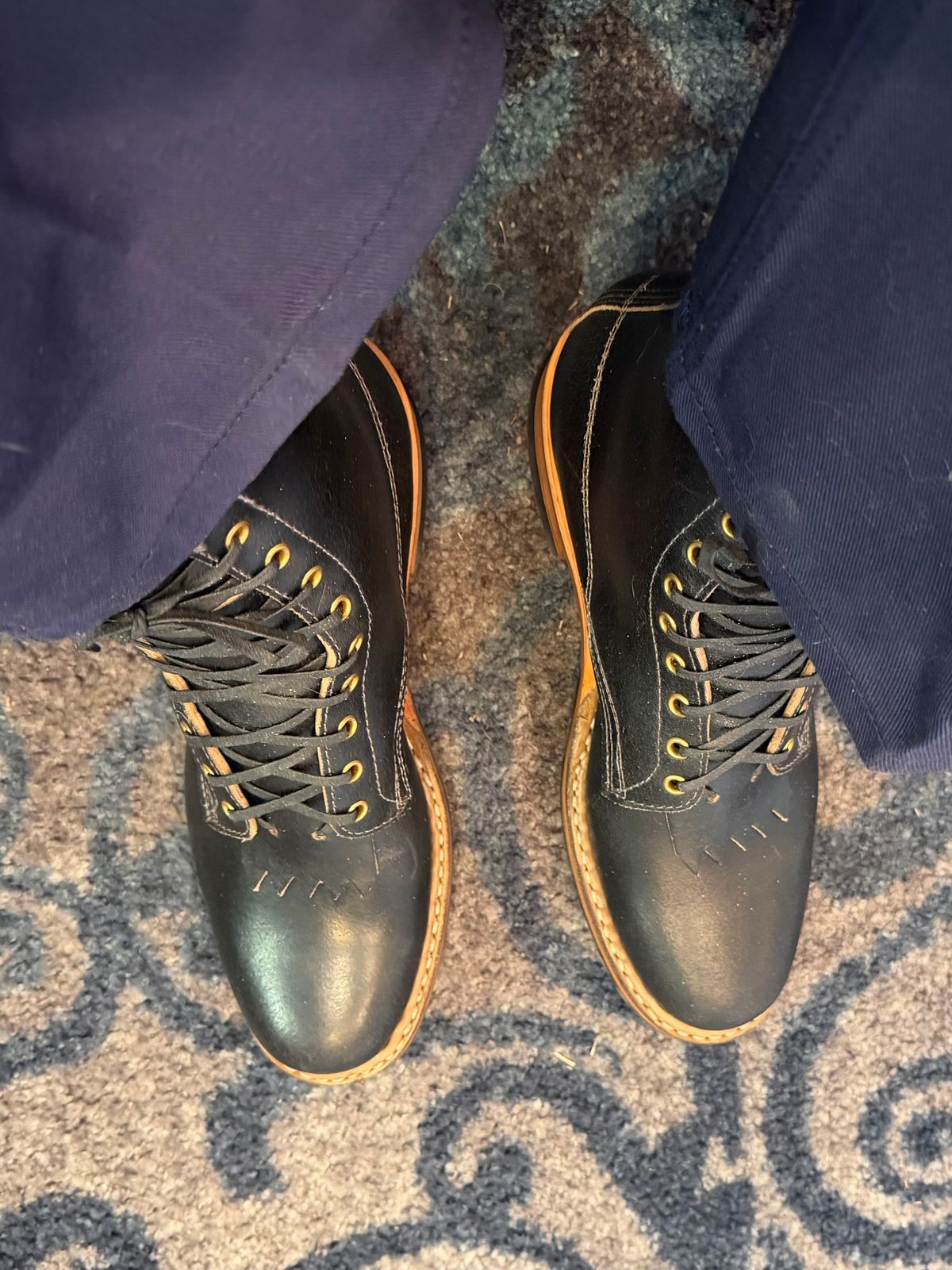 Photo by BigDawg308 on March 18, 2026 of the White's x Division Road Semi-Dress 375 in Horween Black Waxed Flesh.