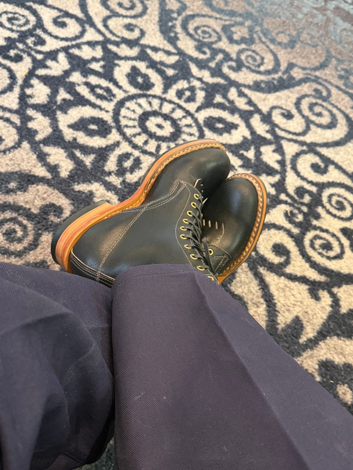 Photo by BigDawg308 on March 18, 2026 of the White's x Division Road Semi-Dress 375 in Horween Black Waxed Flesh.