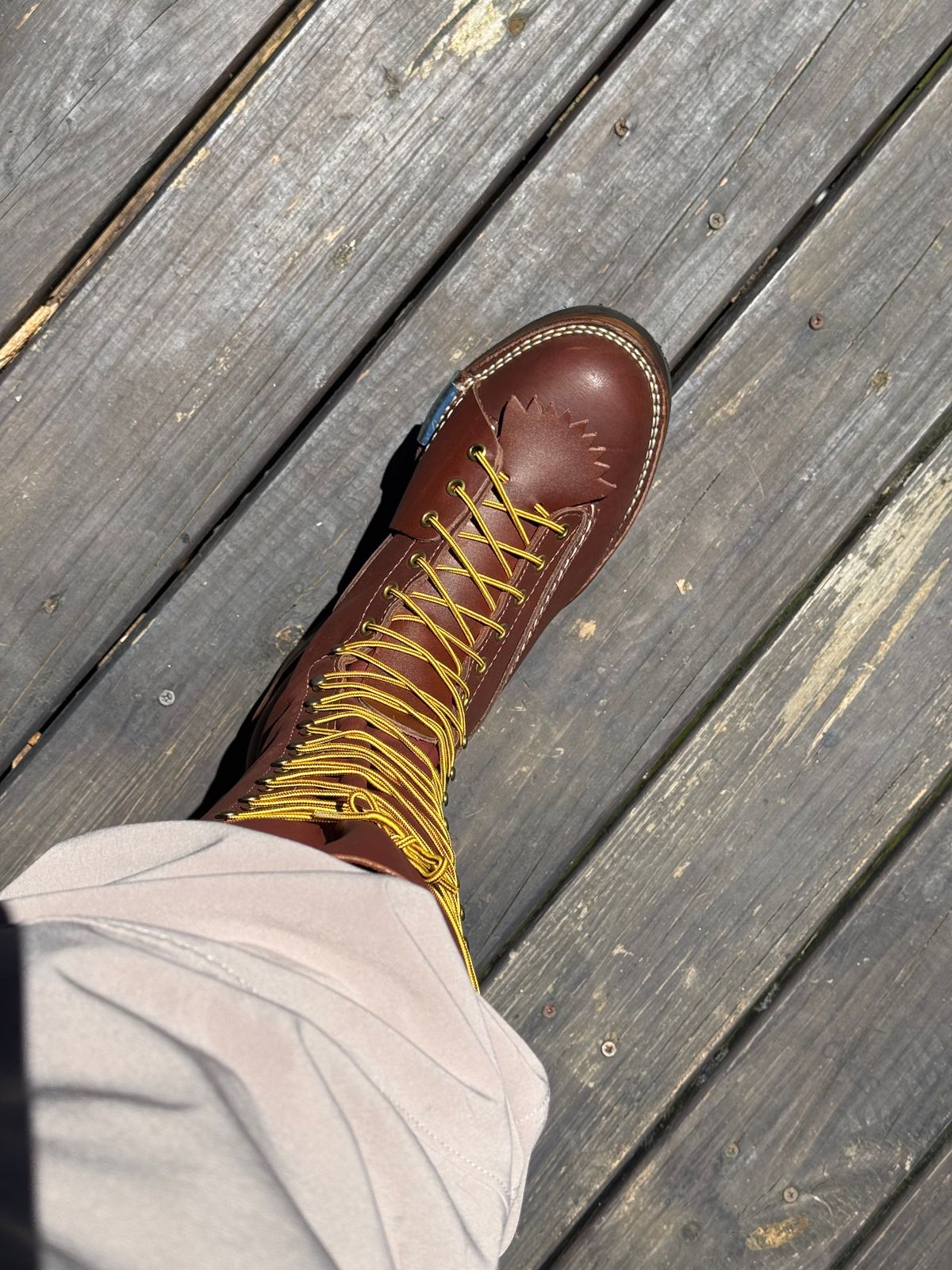 Photo by BigDawg308 on May 6, 2025 of the Wesco Highliner in Seidel Walnut Oil Tan.