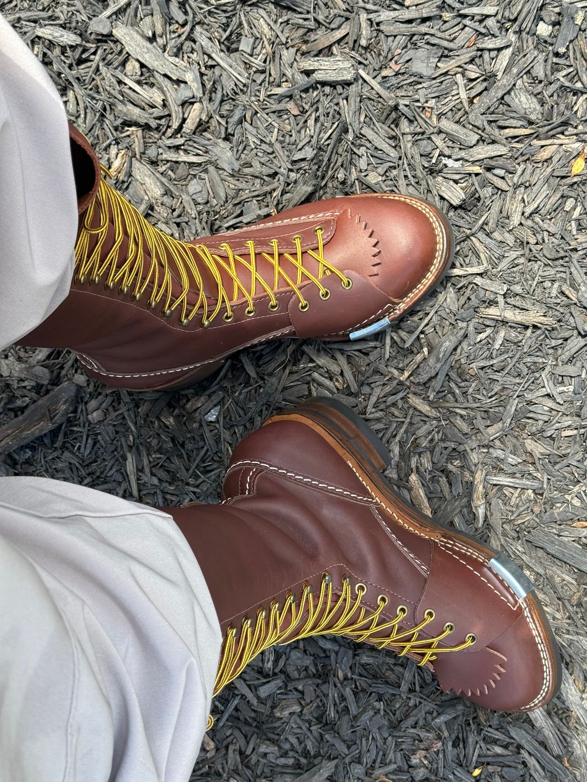 Photo by BigDawg308 on May 6, 2025 of the Wesco Highliner in Seidel Walnut Oil Tan.