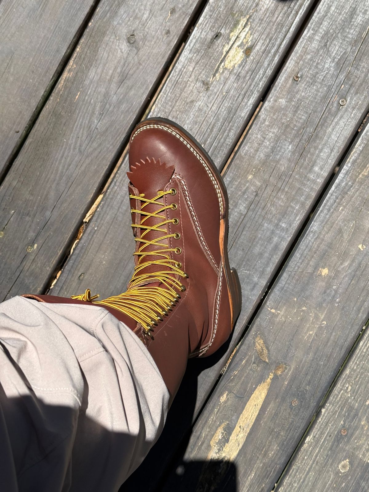 Photo by BigDawg308 on May 6, 2025 of the Wesco Highliner in Seidel Walnut Oil Tan.