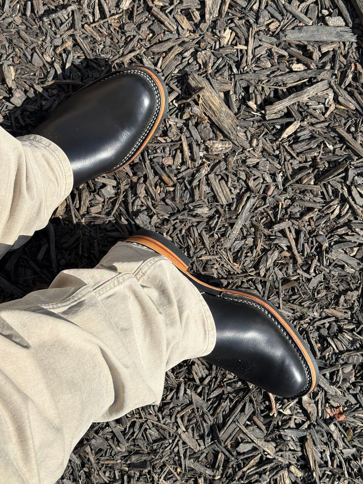 Photo by BigDawg308 on July 2, 2025 of the Wesco Mister Lou in Horween Black Chromexcel Horsehide.