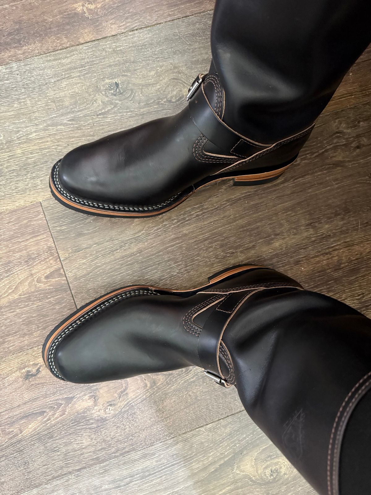 Photo by BigDawg308 on July 2, 2025 of the Wesco Mister Lou in Horween Black Chromexcel Horsehide.