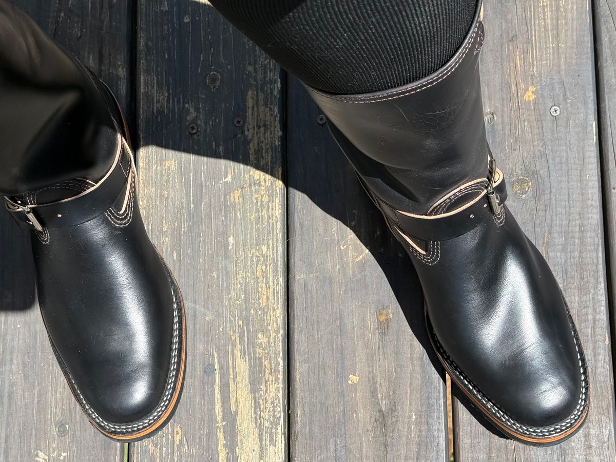 Photo by BigDawg308 on July 2, 2025 of the Wesco Mister Lou in Horween Black Chromexcel Horsehide.