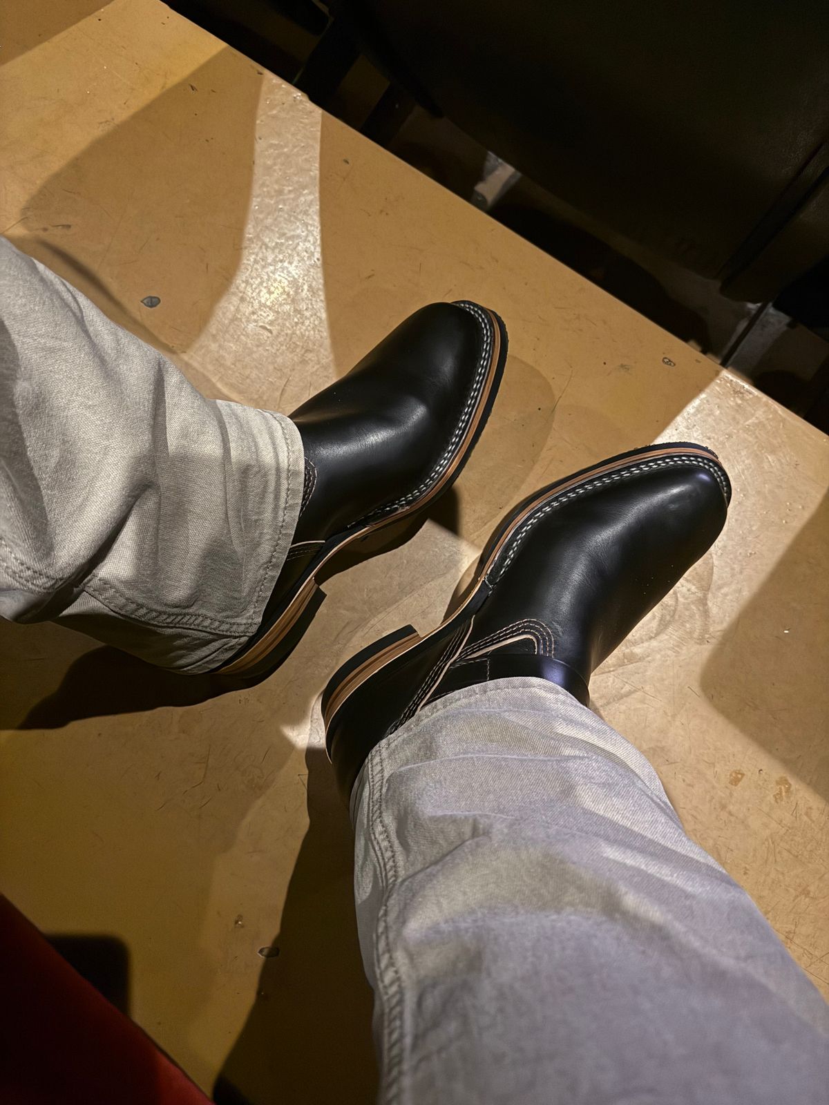 Photo by BigDawg308 on July 2, 2025 of the Wesco Mister Lou in Horween Black Chromexcel Horsehide.