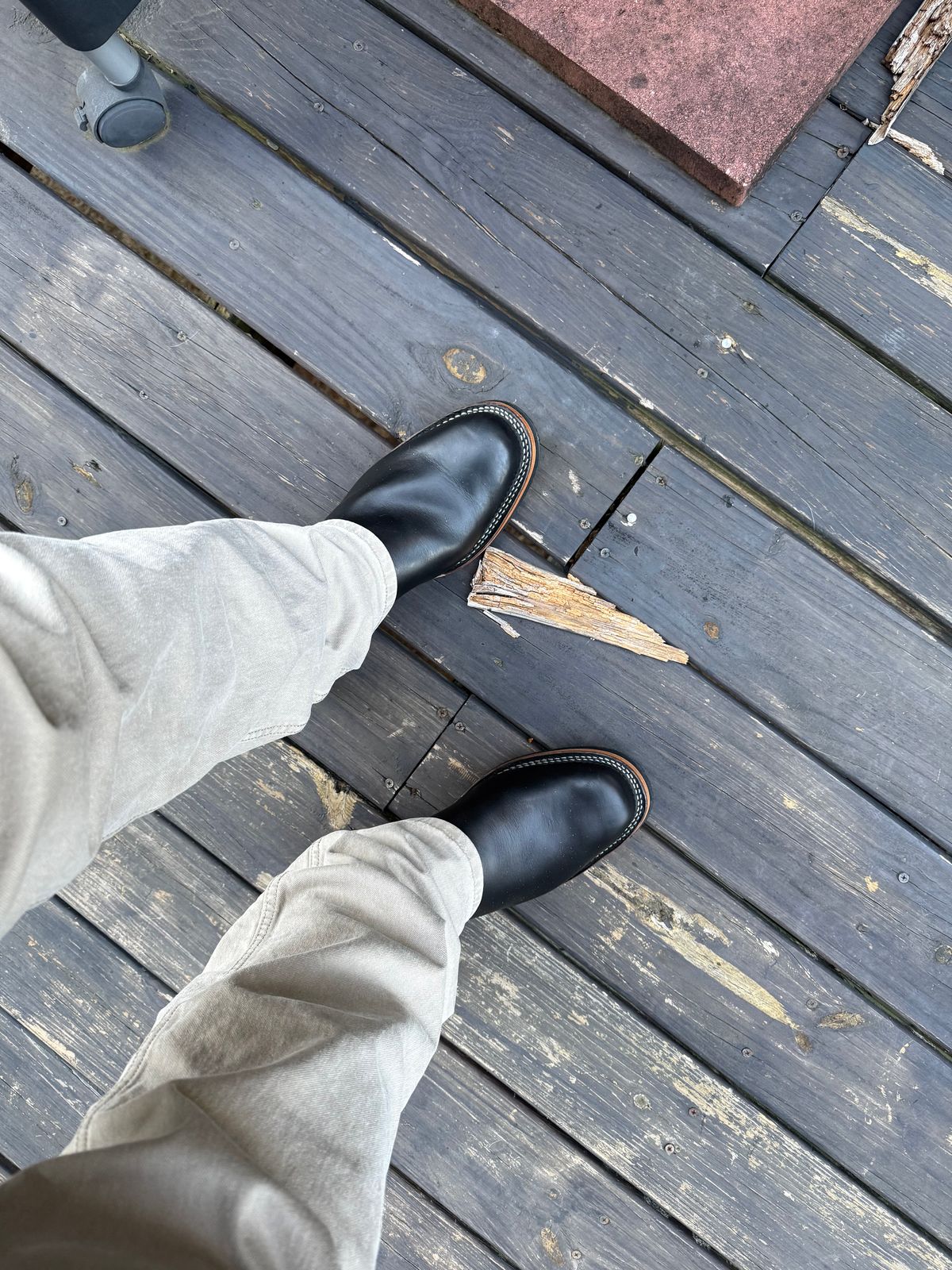 Photo by BigDawg308 on July 3, 2025 of the Wesco Mister Lou in Horween Black Chromexcel Horsehide.