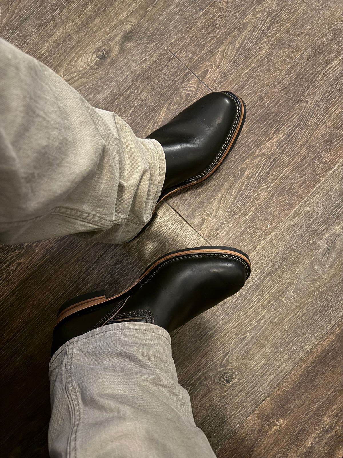 Photo by BigDawg308 on July 3, 2025 of the Wesco Mister Lou in Horween Black Chromexcel Horsehide.