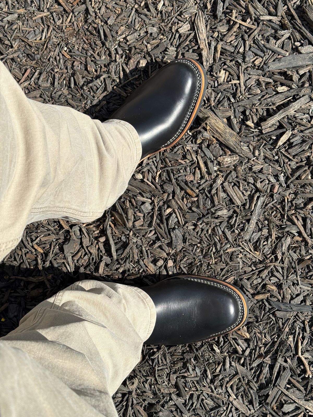 Photo by BigDawg308 on July 2, 2025 of the Wesco Mister Lou in Horween Black Chromexcel Horsehide.