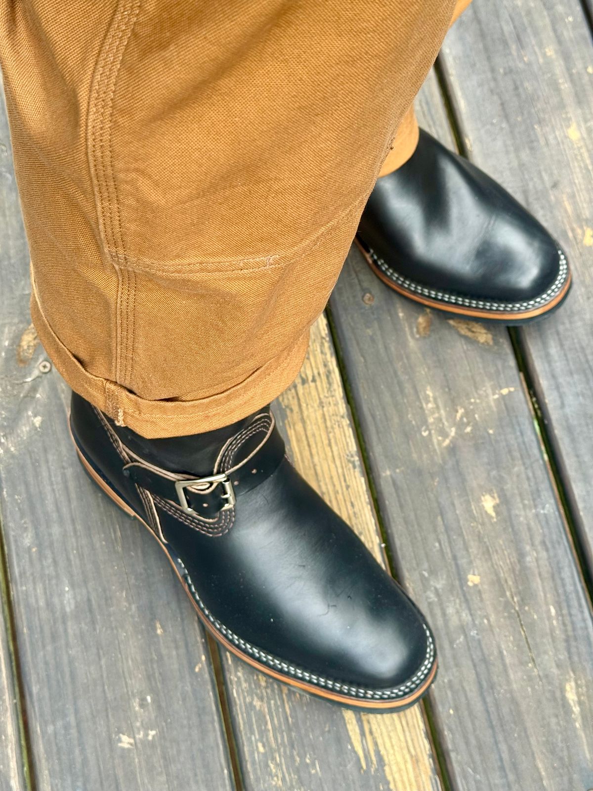 Photo by BigDawg308 on July 19, 2025 of the Wesco Mister Lou in Horween Black Chromexcel Horsehide.