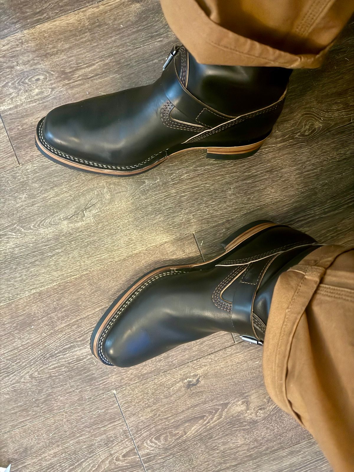 Photo by BigDawg308 on July 19, 2025 of the Wesco Mister Lou in Horween Black Chromexcel Horsehide.